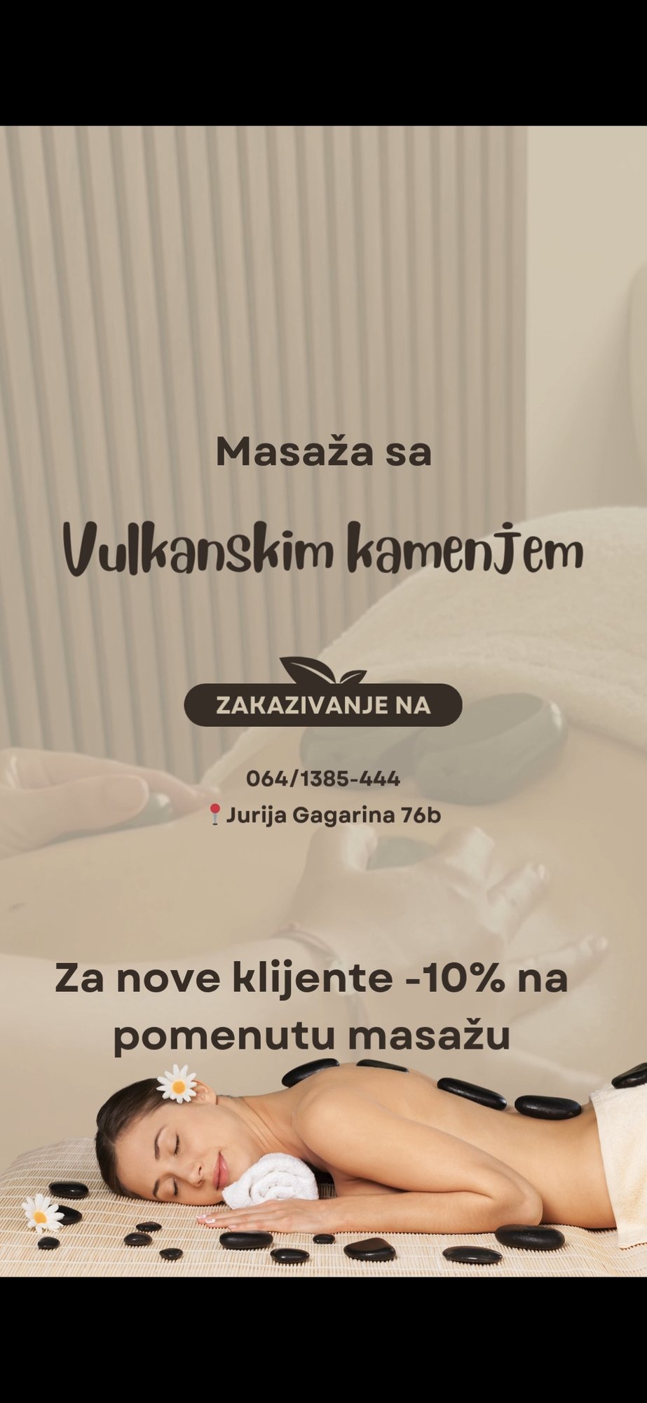 Za nove klijente -10% na masazu sa vulkanskim kamenjem